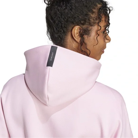 Adidas Womens Z.N.E. Full Zip Light Pink Hoodie with Black Accents - Size L - Picture 8 of 8